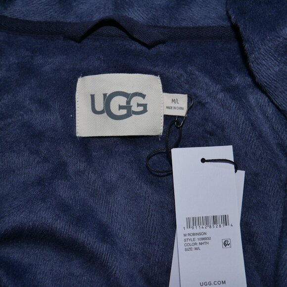 Ugg Men's Luxury Robe Pockets Navy Blue Men's Size M/L Heavyweight Thermal Warm - Picture 4 of 12